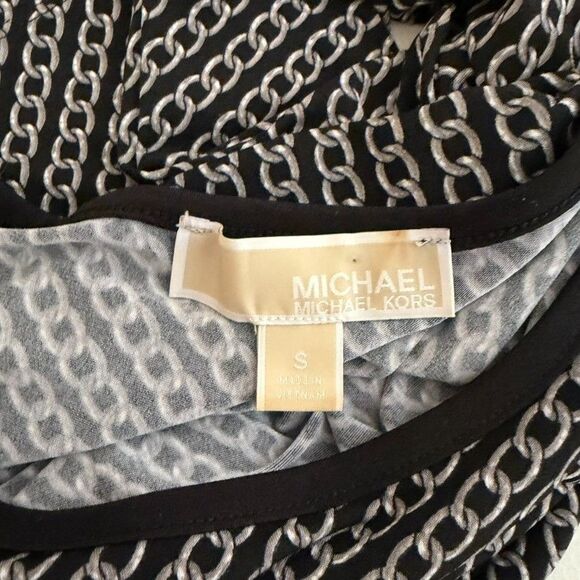 Michael Kors Blouse Women's Small Chain 3/4 Sleeve Flare Career Shirt Top Print - Picture 7 of 9